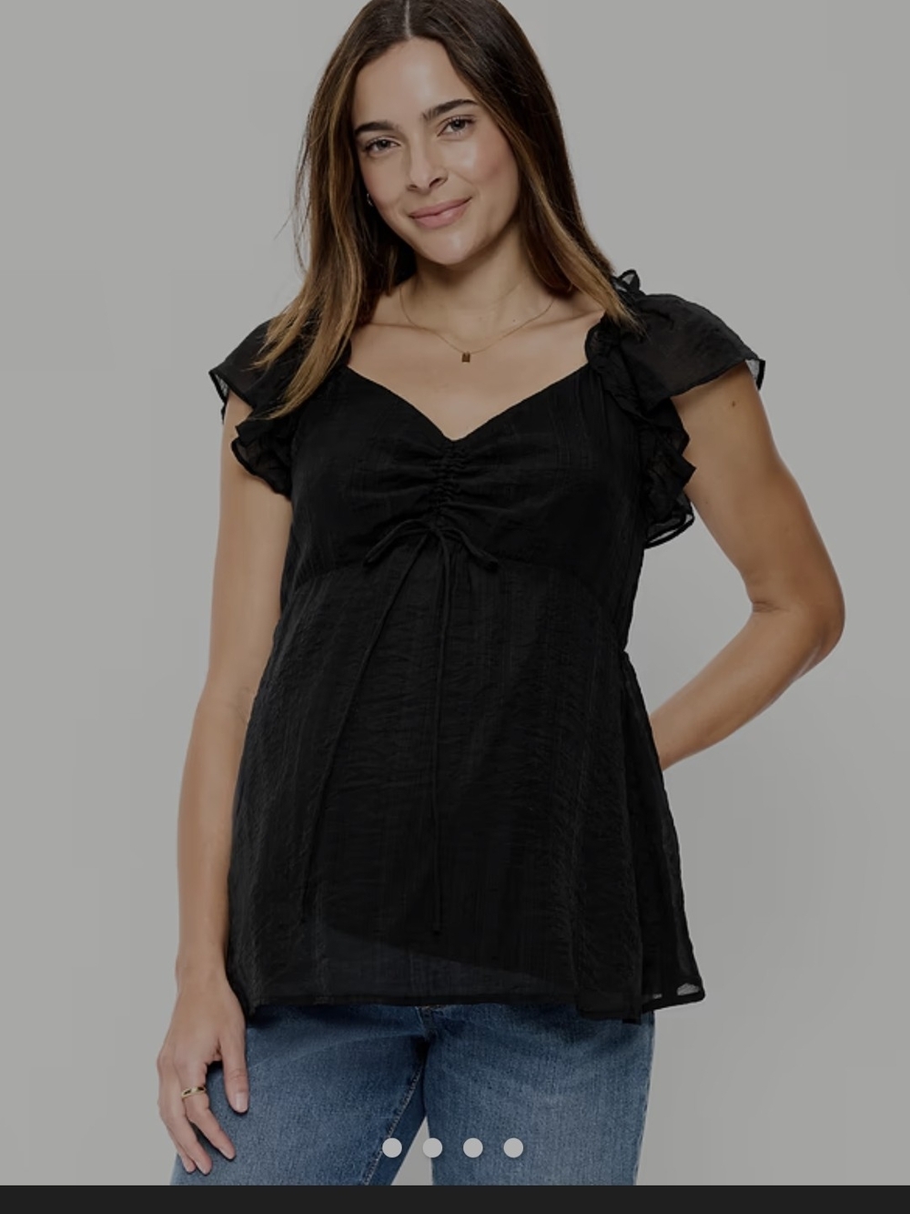 Black Ruffle Sleeve Women's Maternity Top Old Navy